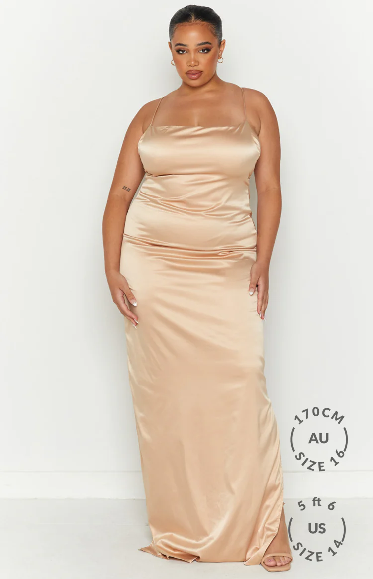 Manhattan Slip Formal Dress Champagne - Image 8