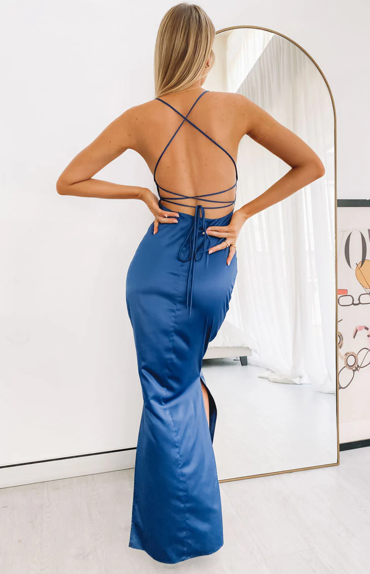 Manhattan Slip Formal Dress Navy - Image 11