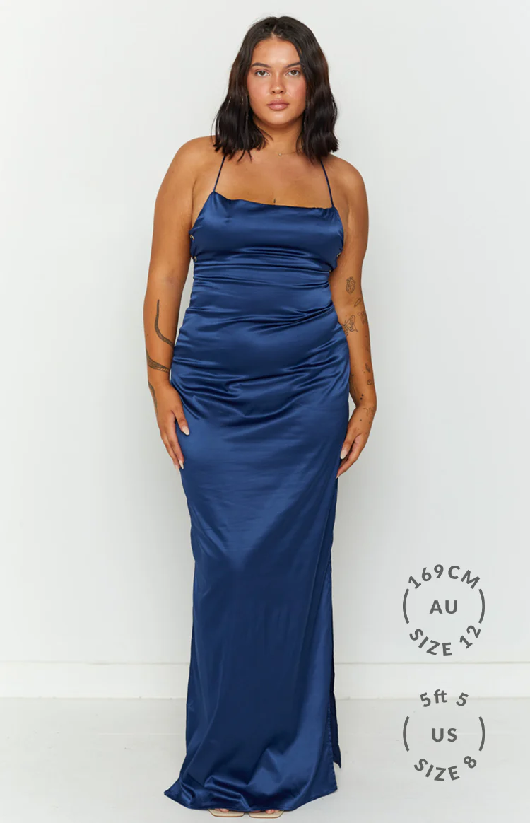 Manhattan Slip Formal Dress Navy - Image 4