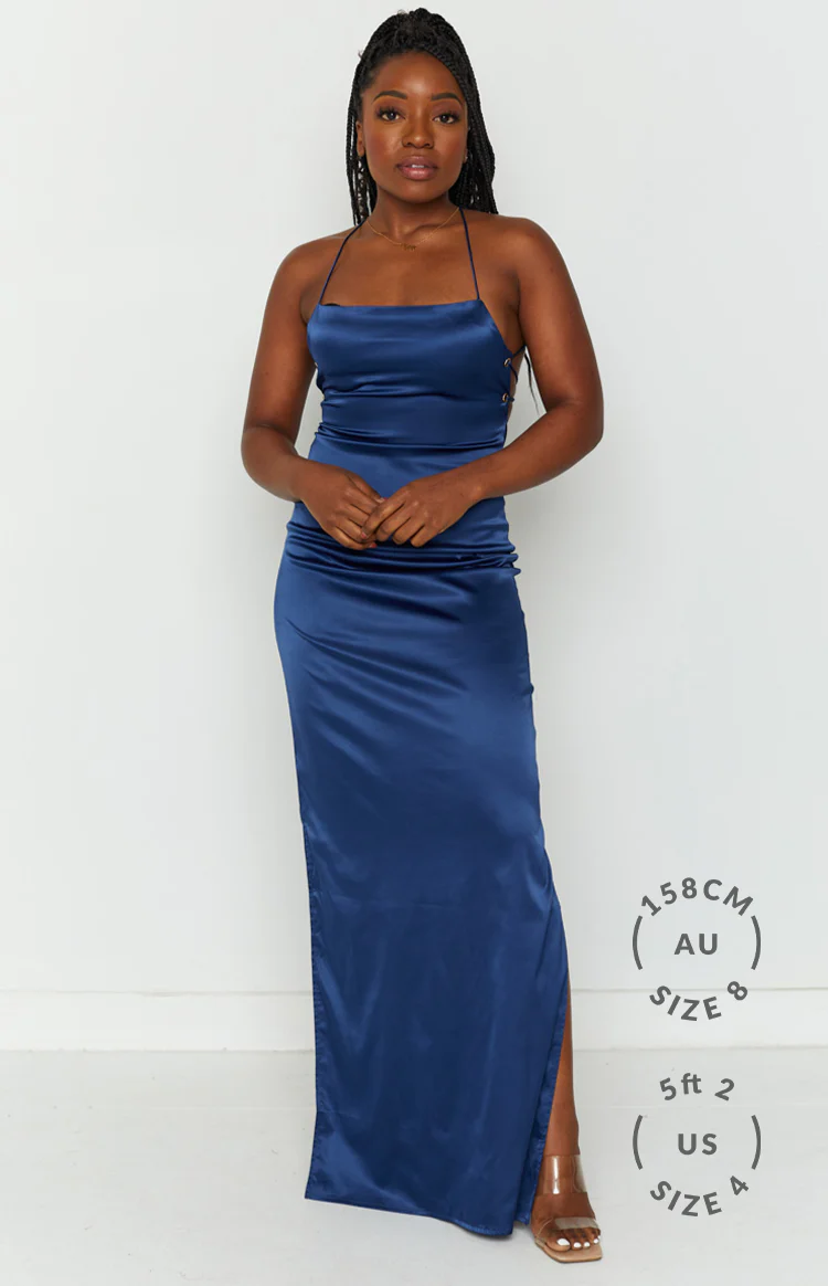 Manhattan Slip Formal Dress Navy - Image 5