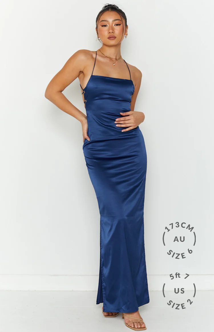 Manhattan Slip Formal Dress Navy - Image 6