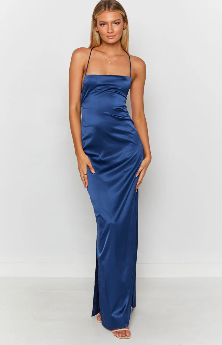 Manhattan Slip Formal Dress Navy - Image 9