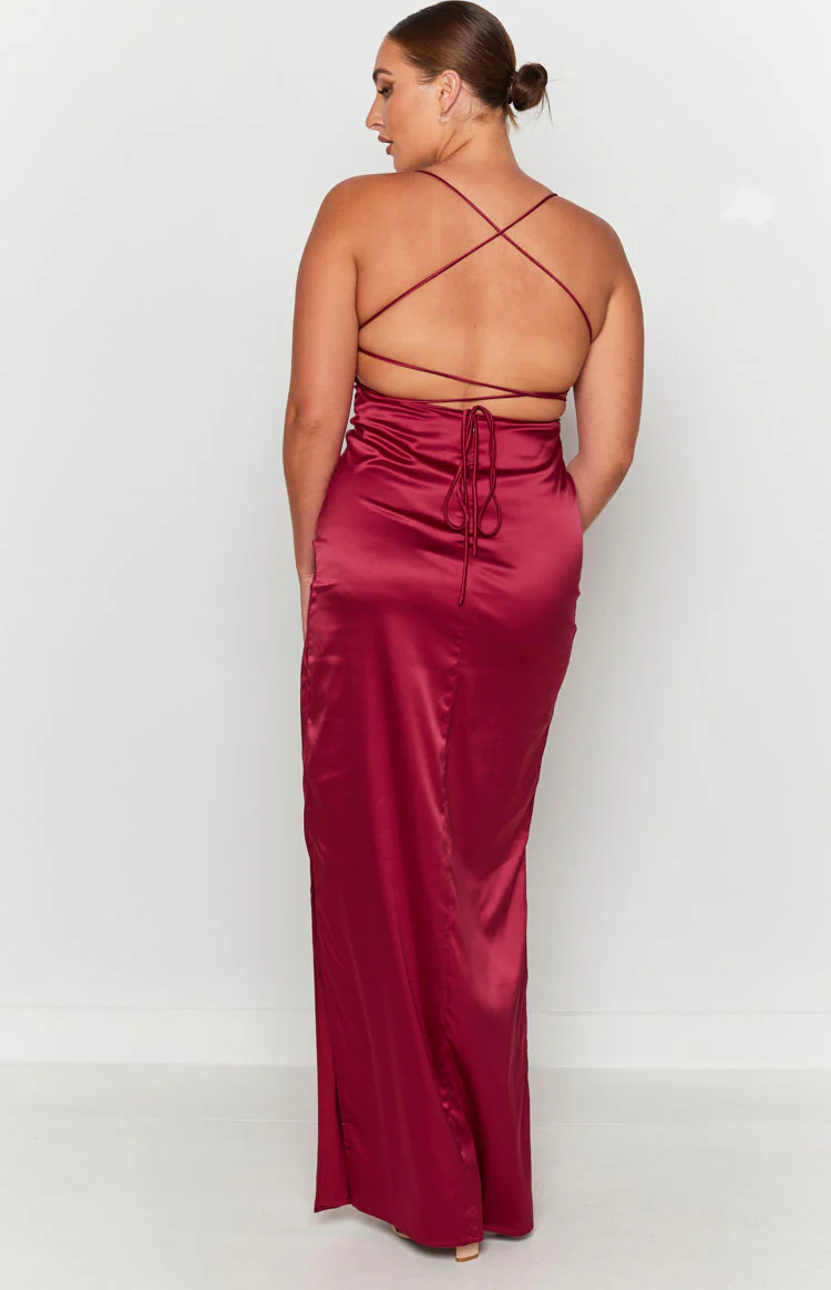 Manhattan Slip Formal Dress Wine - Image 11