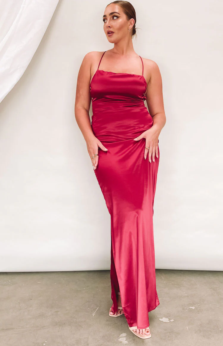 Manhattan Slip Formal Dress Wine - Image 12
