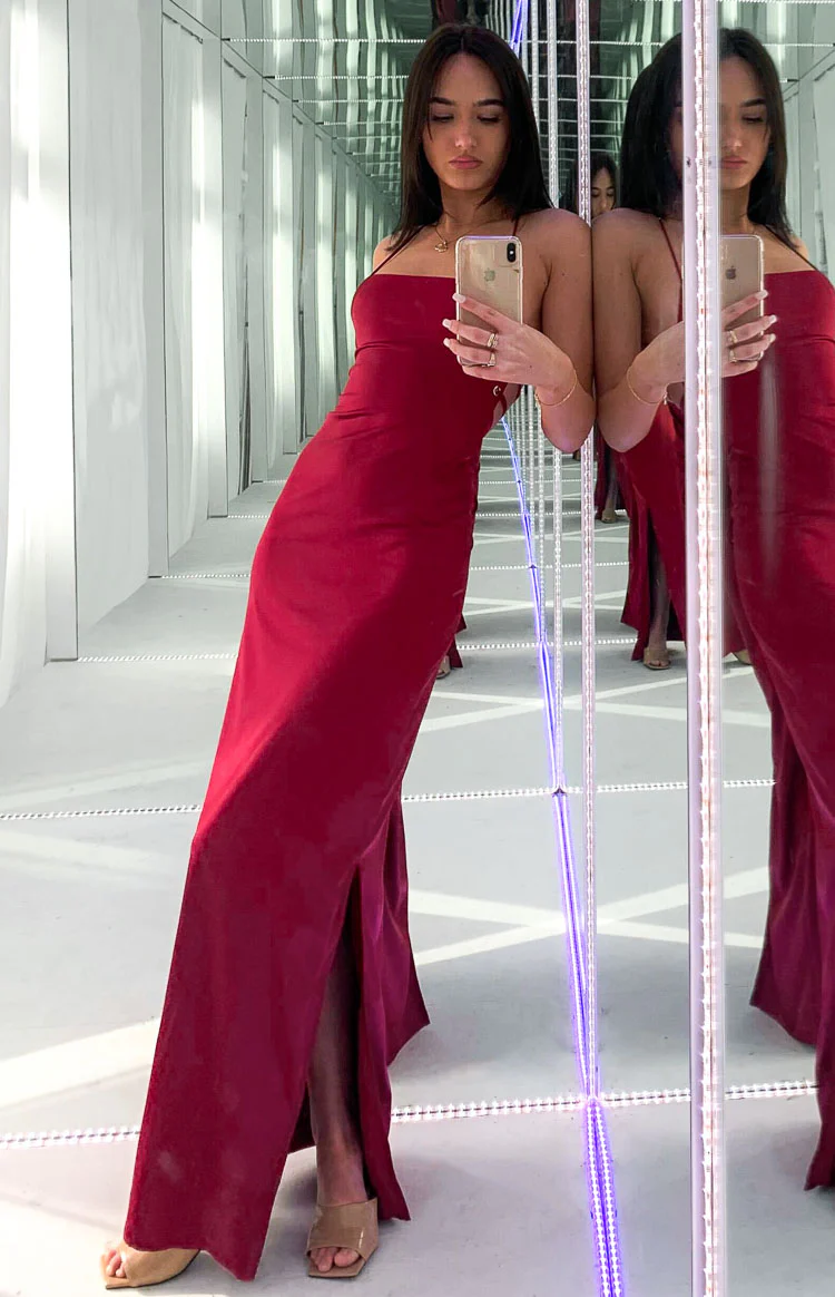 Manhattan Slip Formal Dress Wine - Image 14