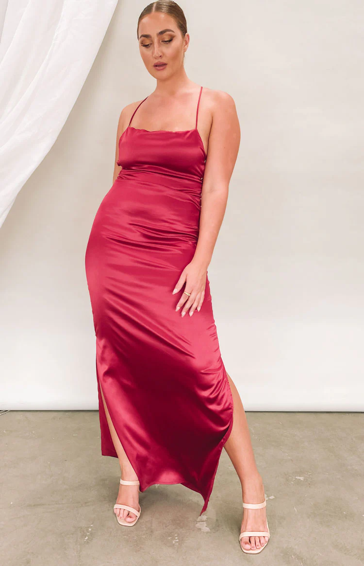 Manhattan Slip Formal Dress Wine - Image 7