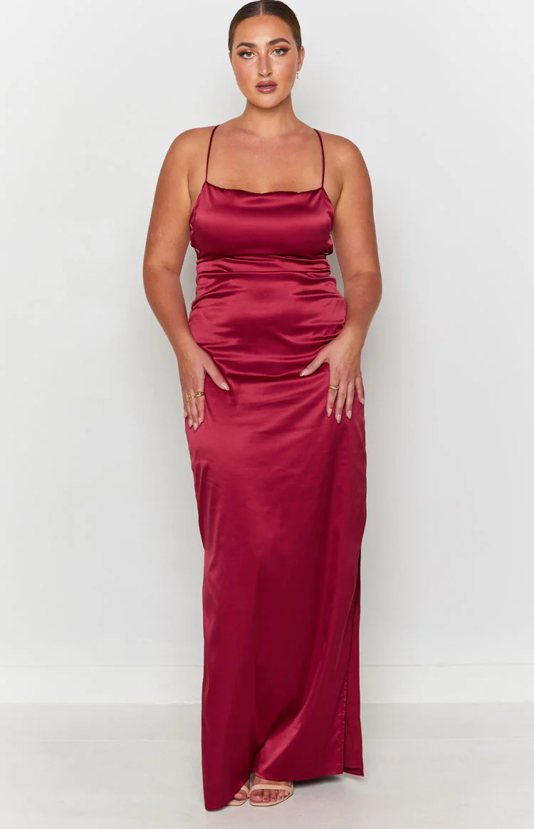 Manhattan Slip Formal Dress Wine - Image 8