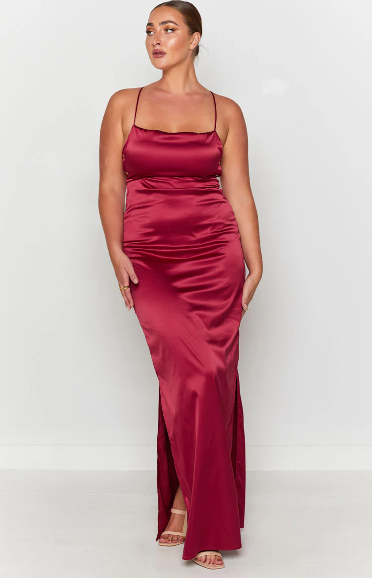 Manhattan Slip Formal Dress Wine - Image 9