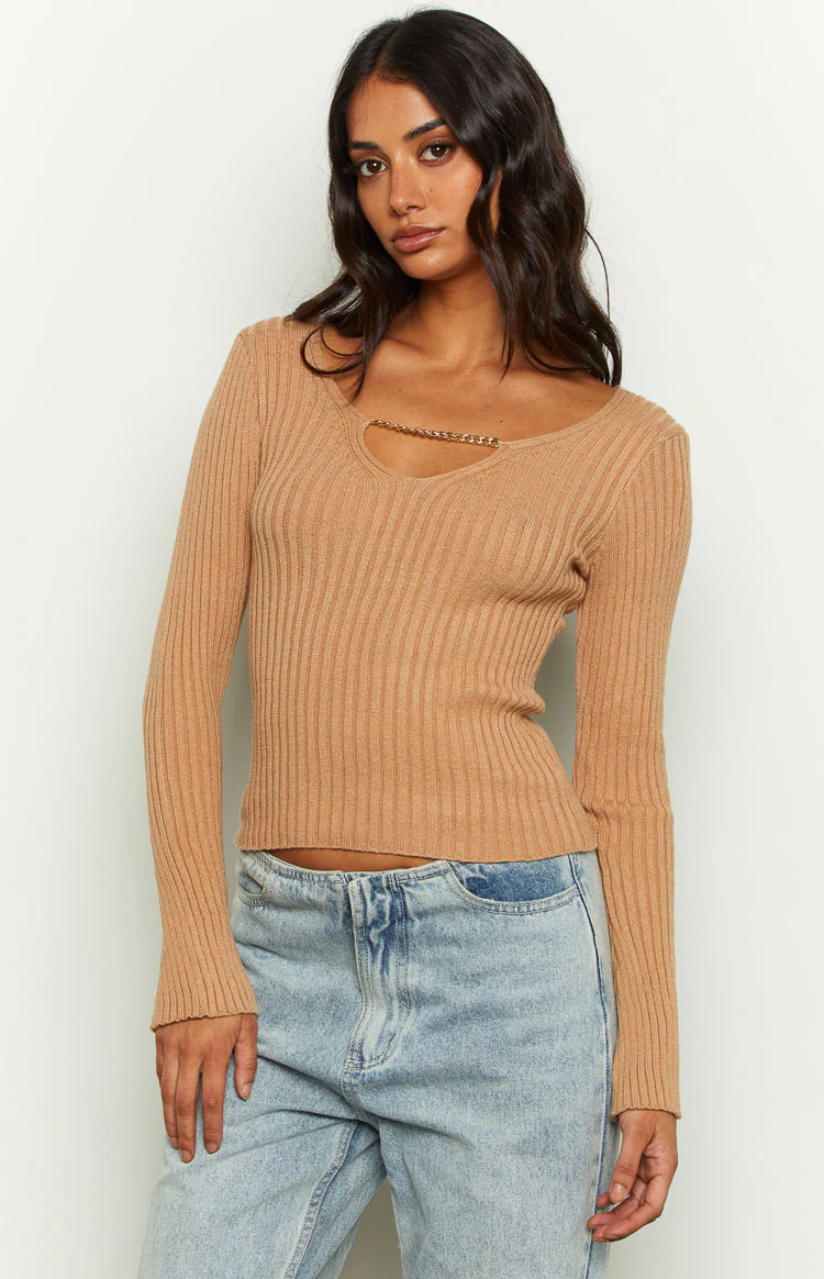 Maren Beige Chain Jumper - Image 3