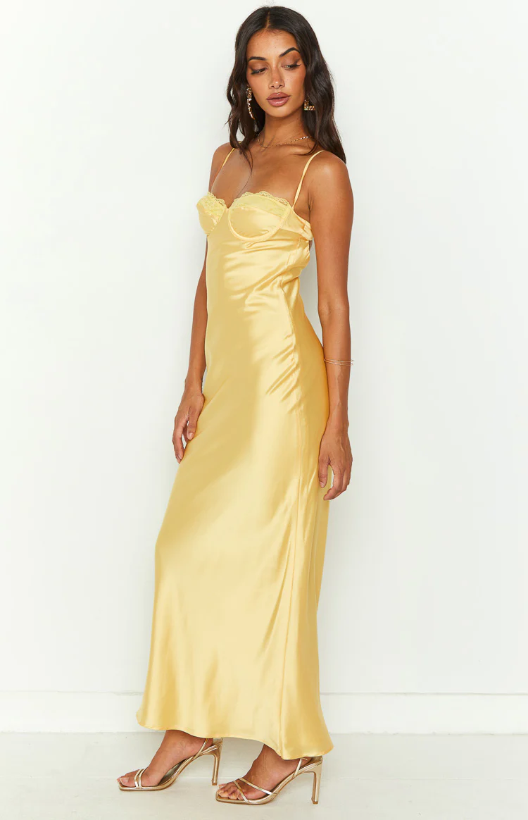 Mariana Yellow Lace Bust Midi Dress - Image 4
