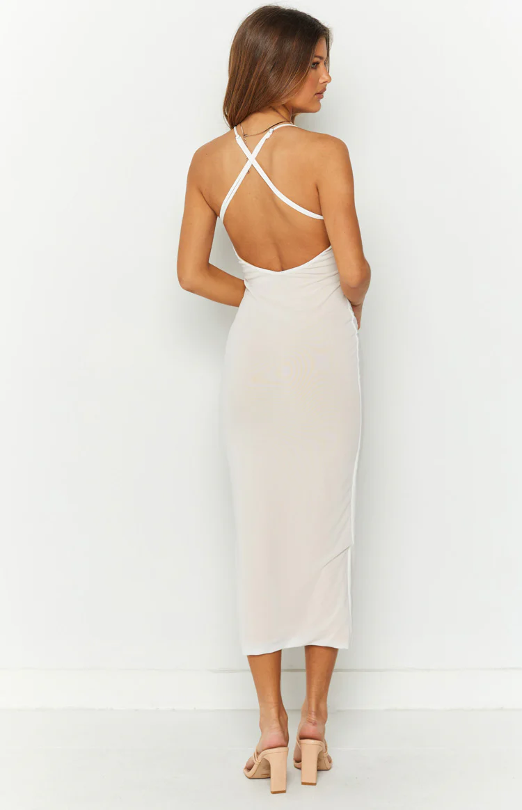 Marlow White Mesh Midi Dress - Image 4