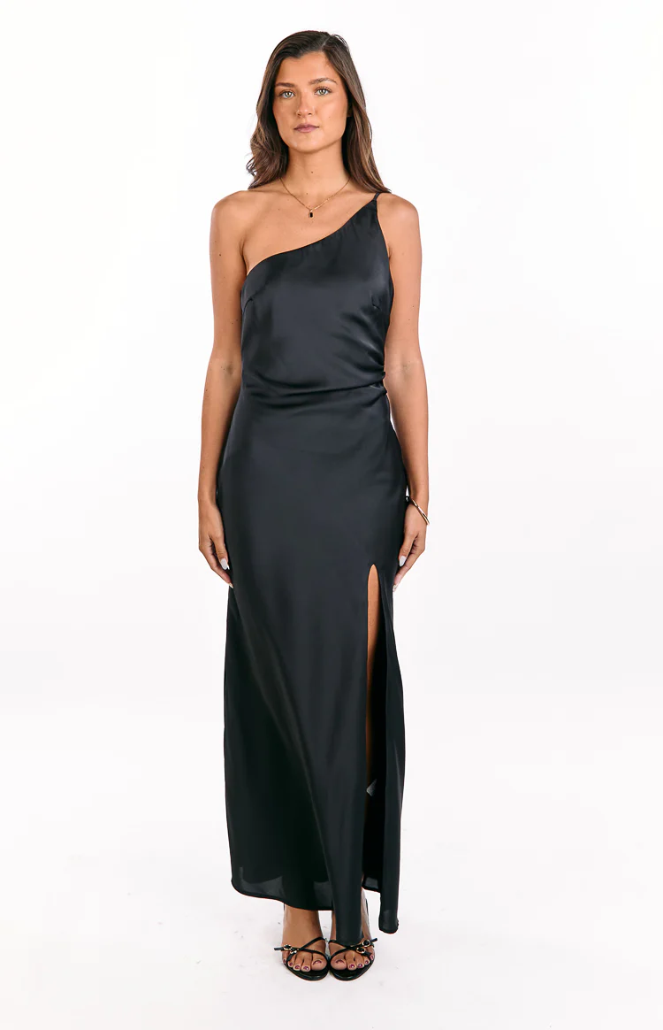 Marriot Black One Shoulder Formal Maxi Dress - Image 3