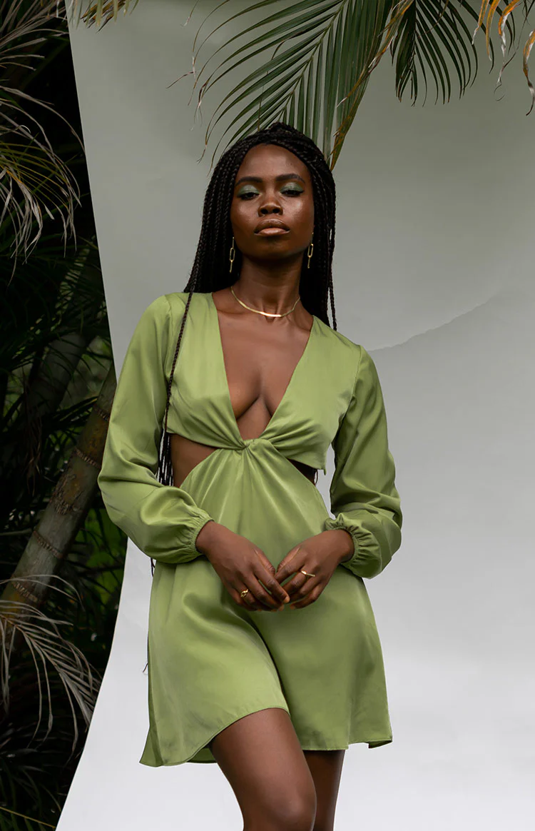 Mars Twist Mini Dress Green - Image 6