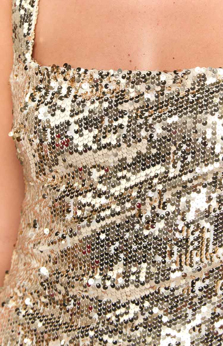 Mirror Gold Sequin Maxi Dress - Image 6