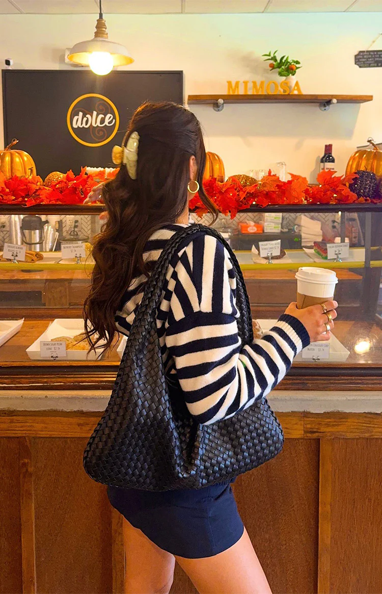 Mollie Navy Stripe Knit Zip Sweater - Image 9