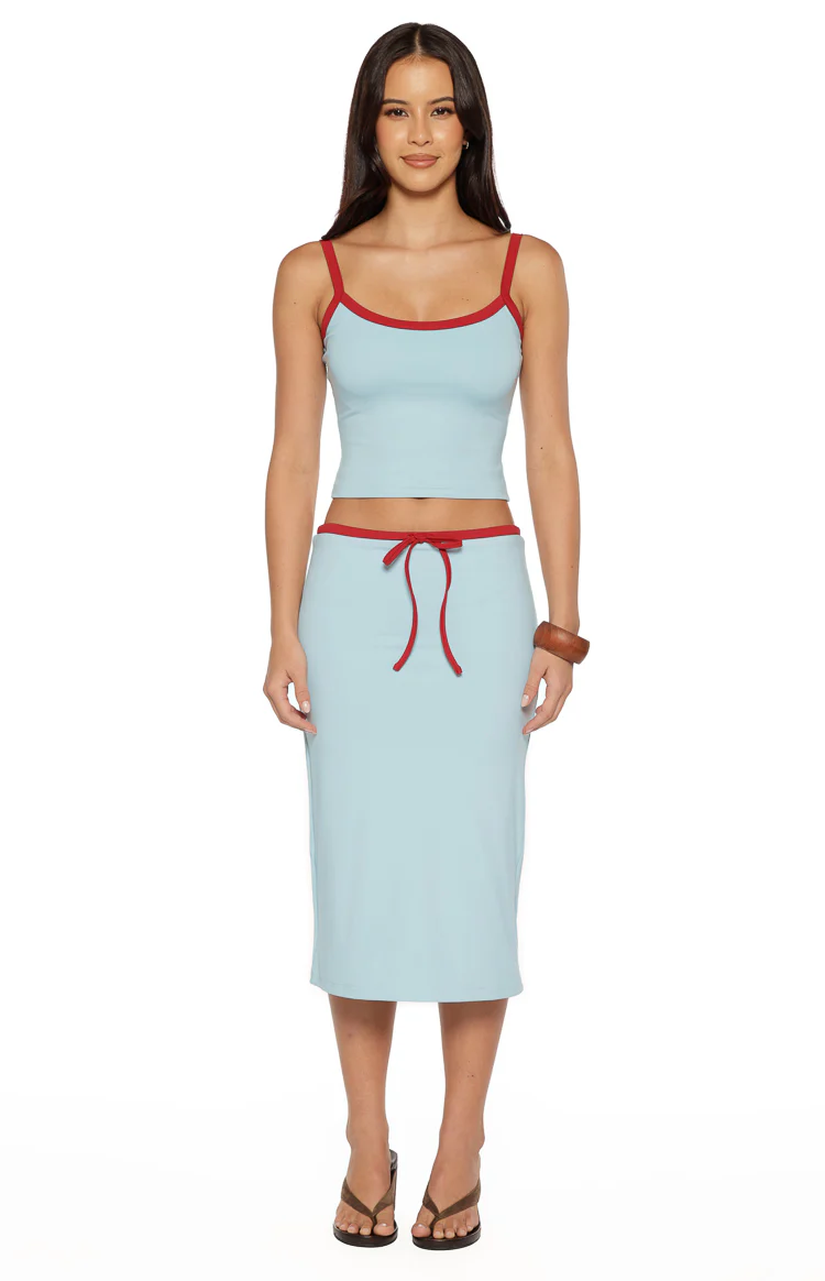 Myles Blue Strappy Tank Top - Image 6