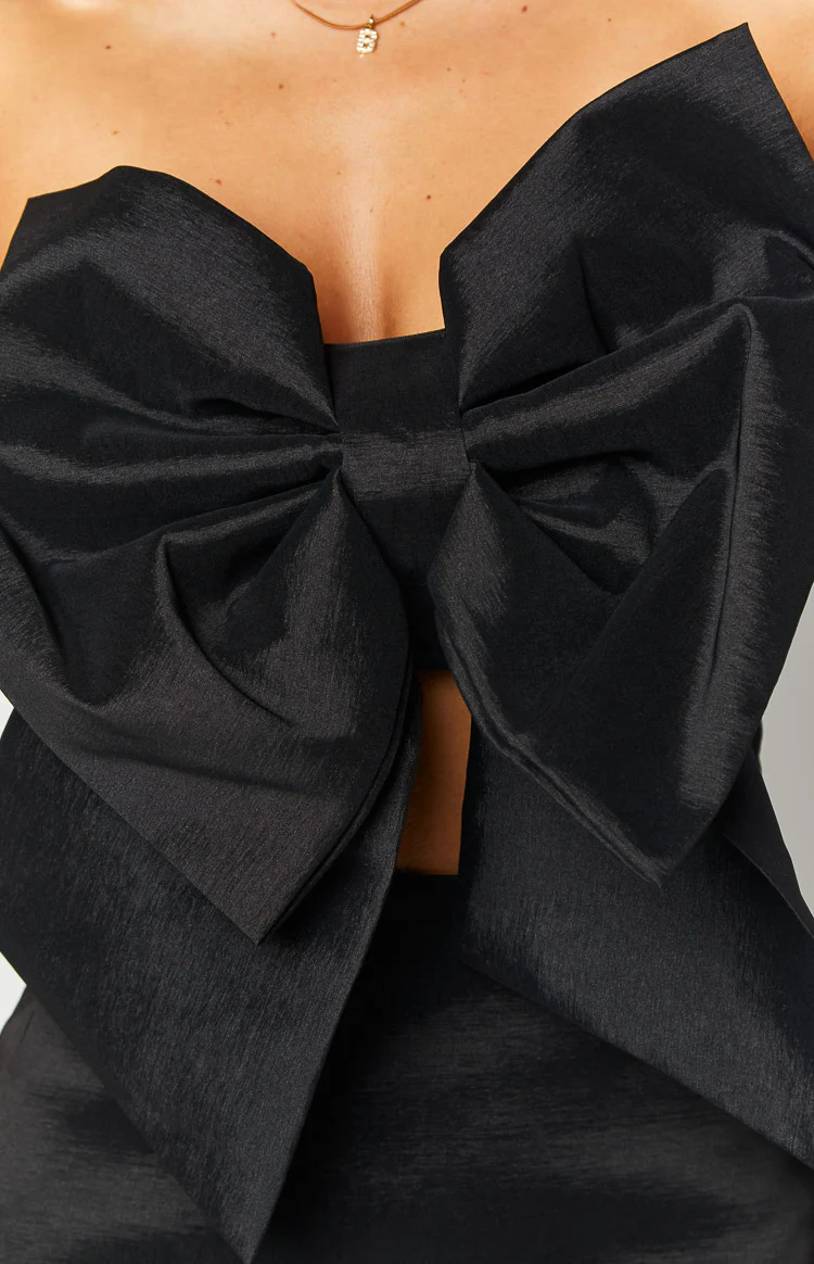 Nadia Black Bow Mini Dress - Image 6