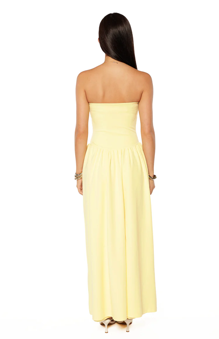 Nate Yellow Strapless Formal Maxi Dress - Image 4