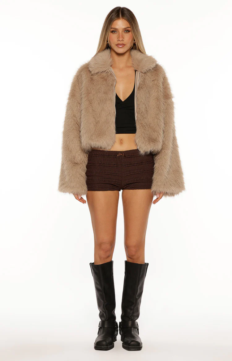 Nero Light Brown Faux Fur Jacket - Image 3