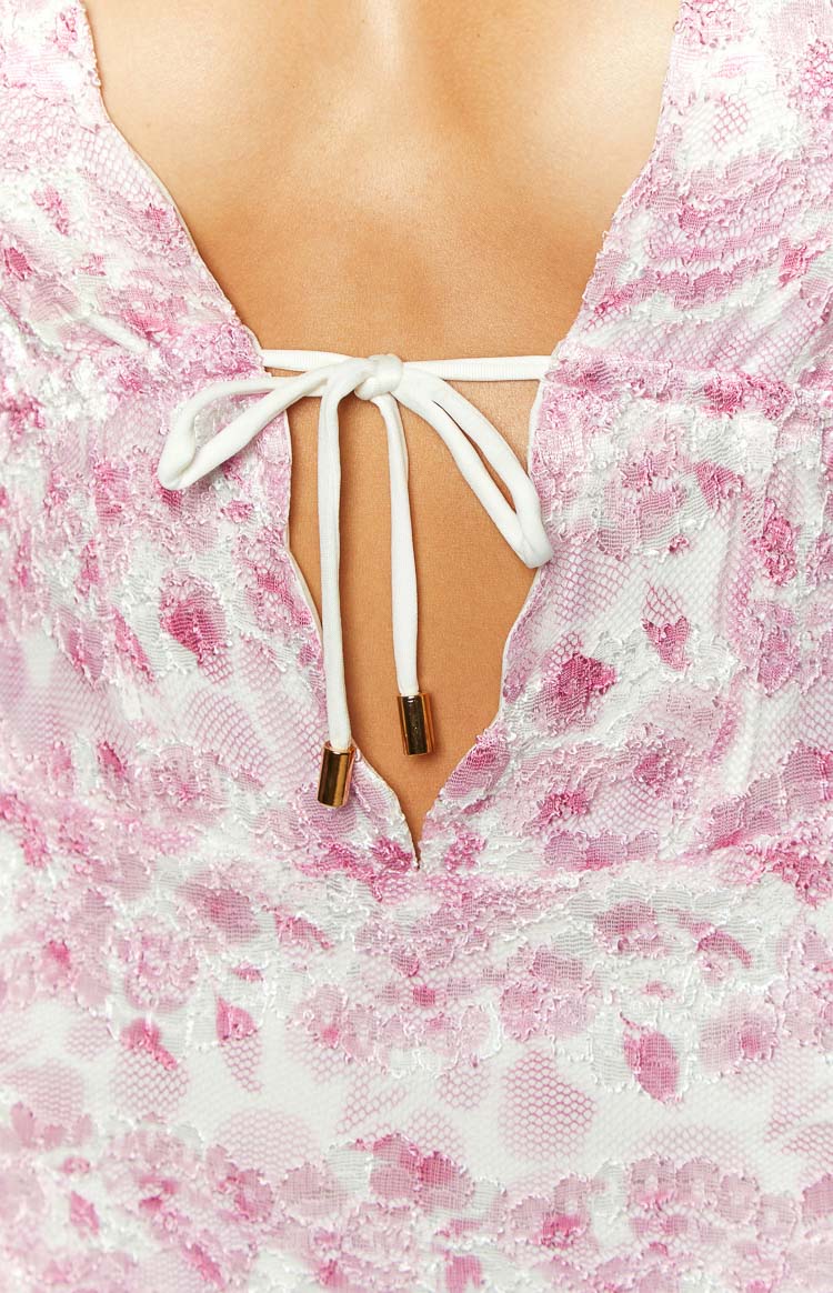 Novalie Pink Lace Mini Dress - Image 6