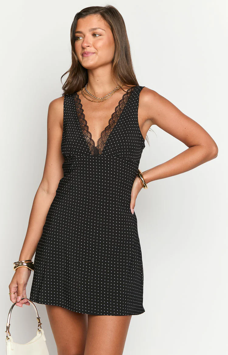 Oblivion Black Polka Dot Mini Dress - Image 2