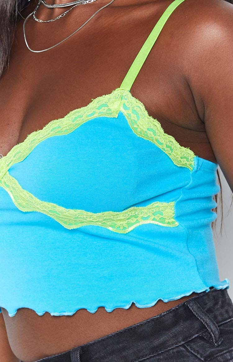 Octavia Lace Spliced Tank Top Blue - Image 7
