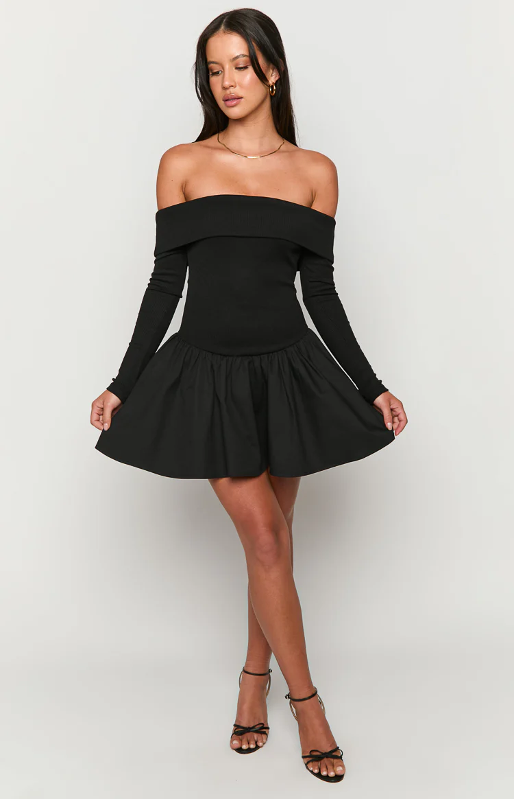 One Dance Black Long Sleeve Mini Dress - Image 3