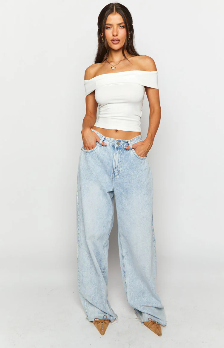 Paige Off Shoulder White Top - Image 2