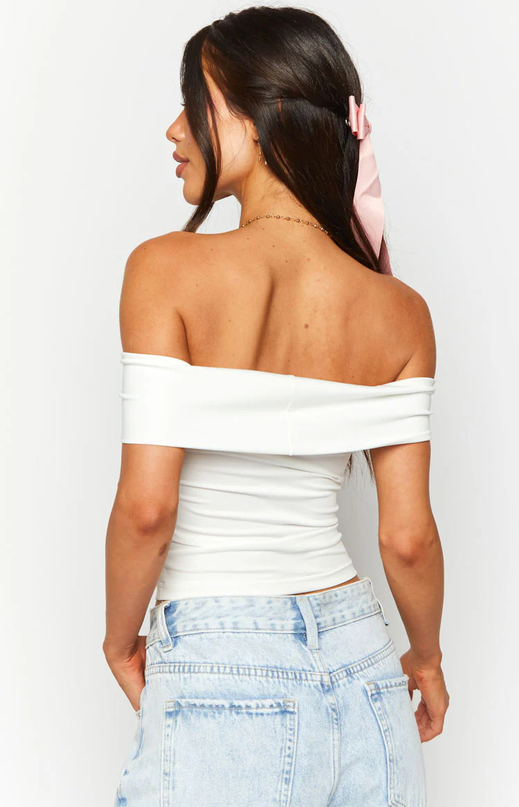 Paige Off Shoulder White Top - Image 5