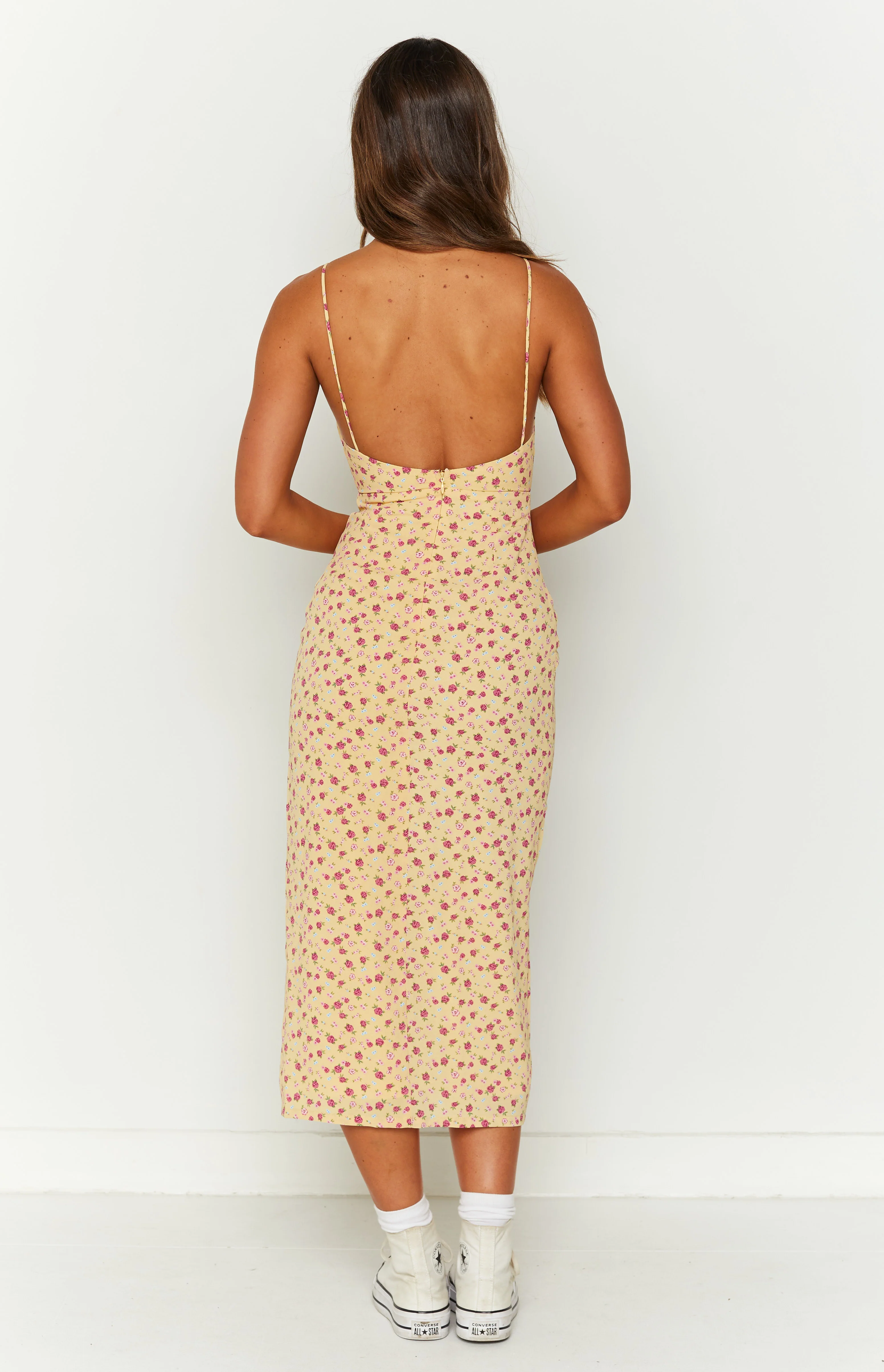 Paloma Yellow Floral Midi Dress - Image 10