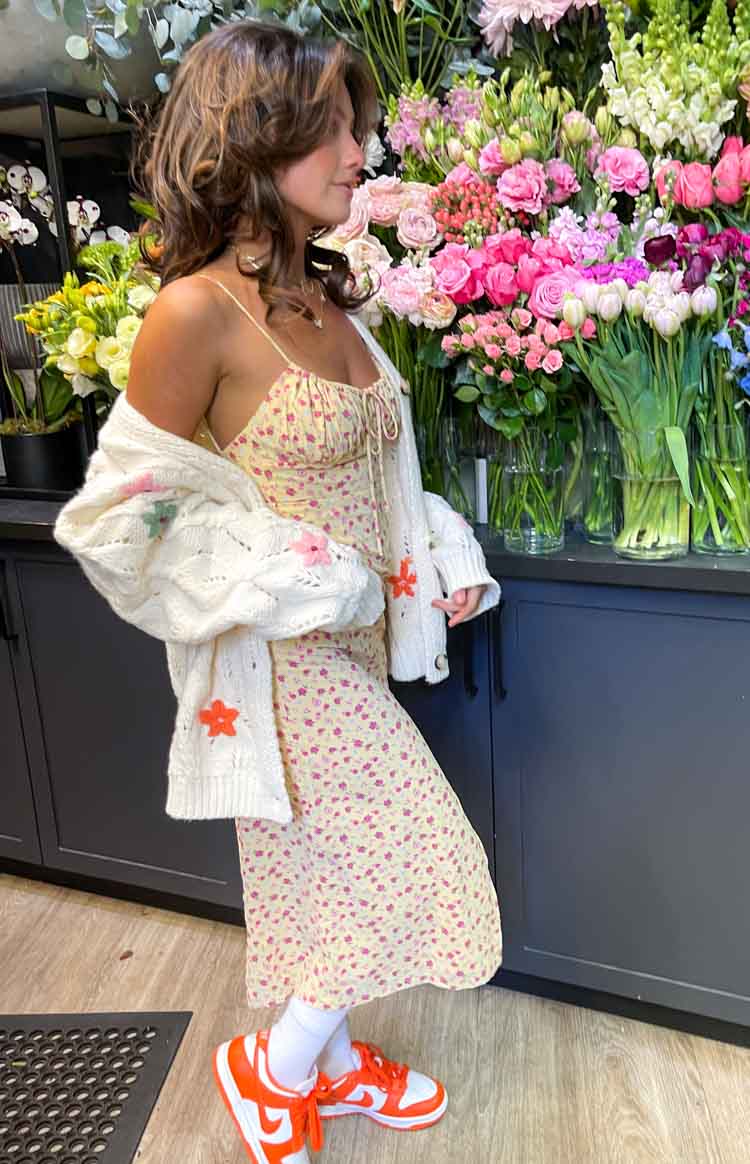 Paloma Yellow Floral Midi Dress - Image 12