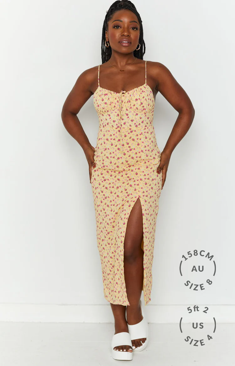 Paloma Yellow Floral Midi Dress - Image 4