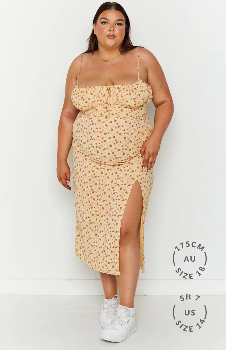 Paloma Yellow Floral Midi Dress - Image 6