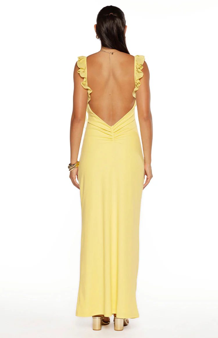 Paolma Yellow Ruffle Formal Maxi Dress - Image 7