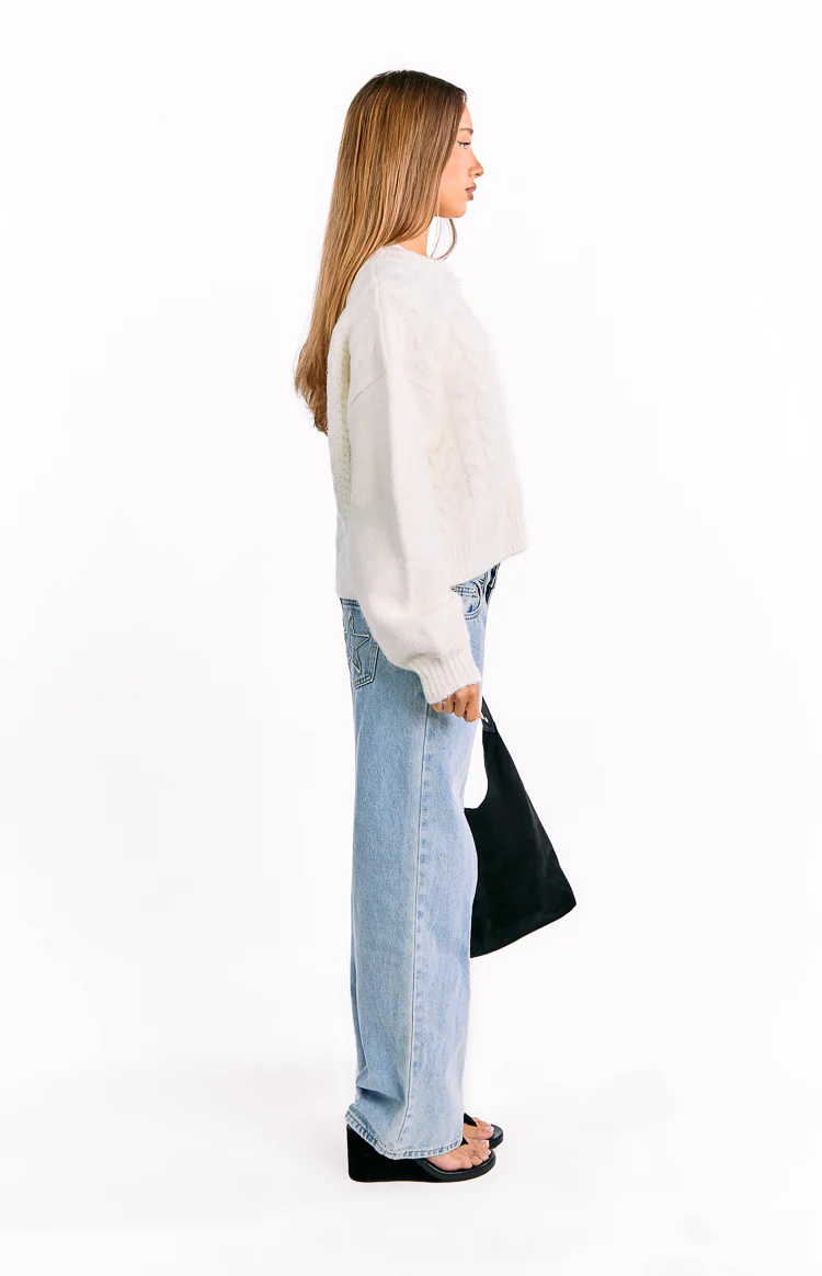 Percy Cream Cable Knit Cardigan - Image 6