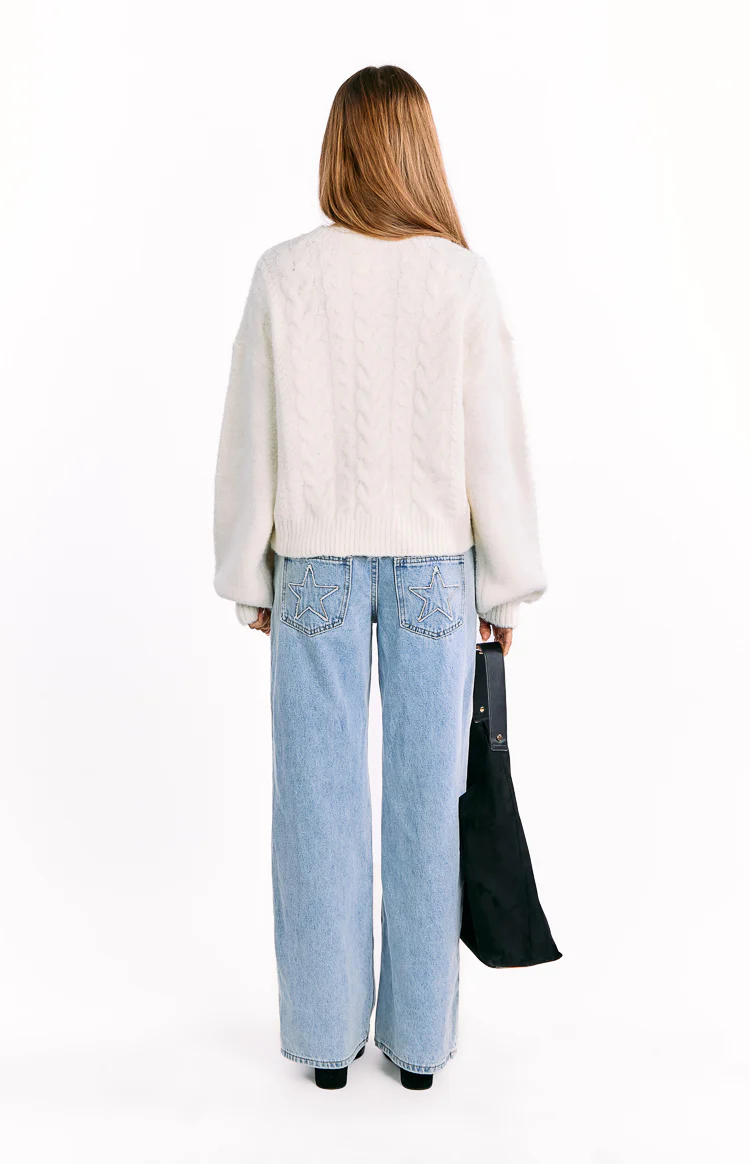 Percy Cream Cable Knit Cardigan - Image 7
