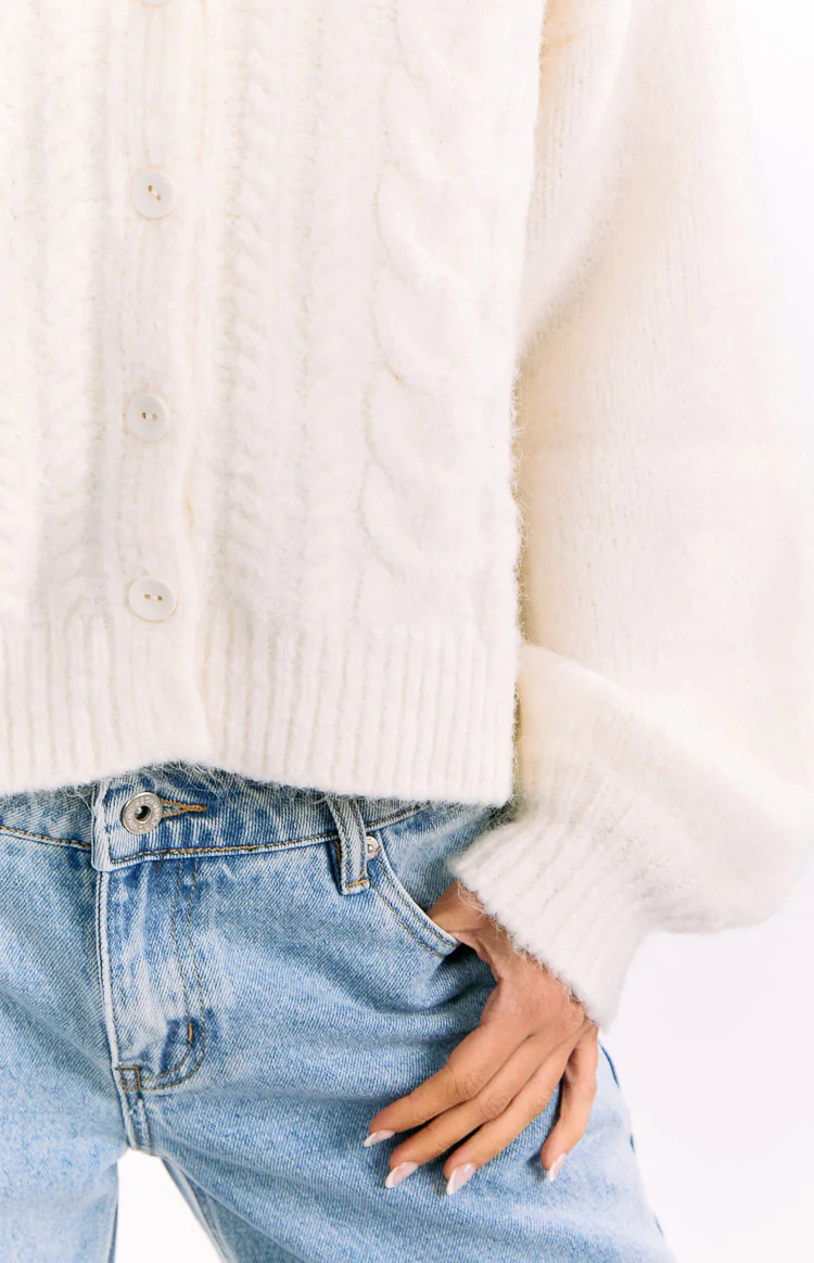 Percy Cream Cable Knit Cardigan - Image 8