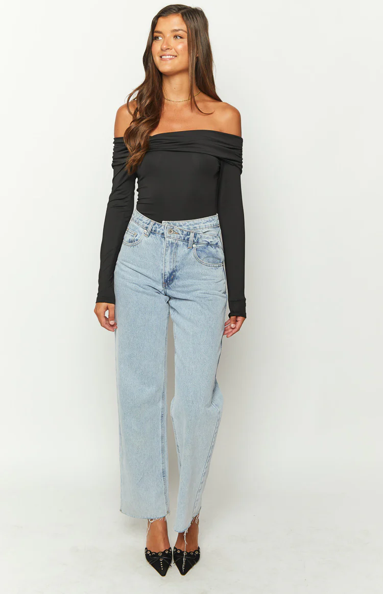 Phoenix Black Off Shoulder Bodysuit - Image 2