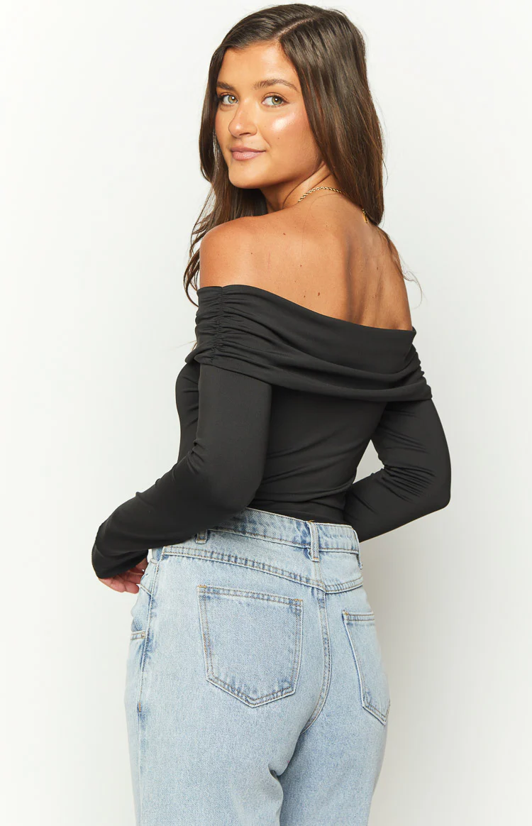 Phoenix Black Off Shoulder Bodysuit - Image 4