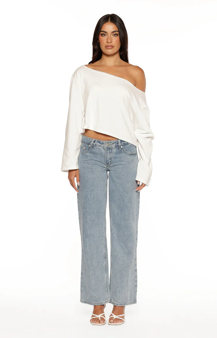 Phoenix White Off Shoulder Long Sleeve Top - Image 5