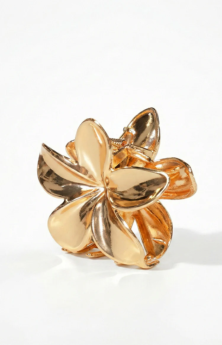Quinny Gold Metal Flower Claw Clip (FREE over $220)