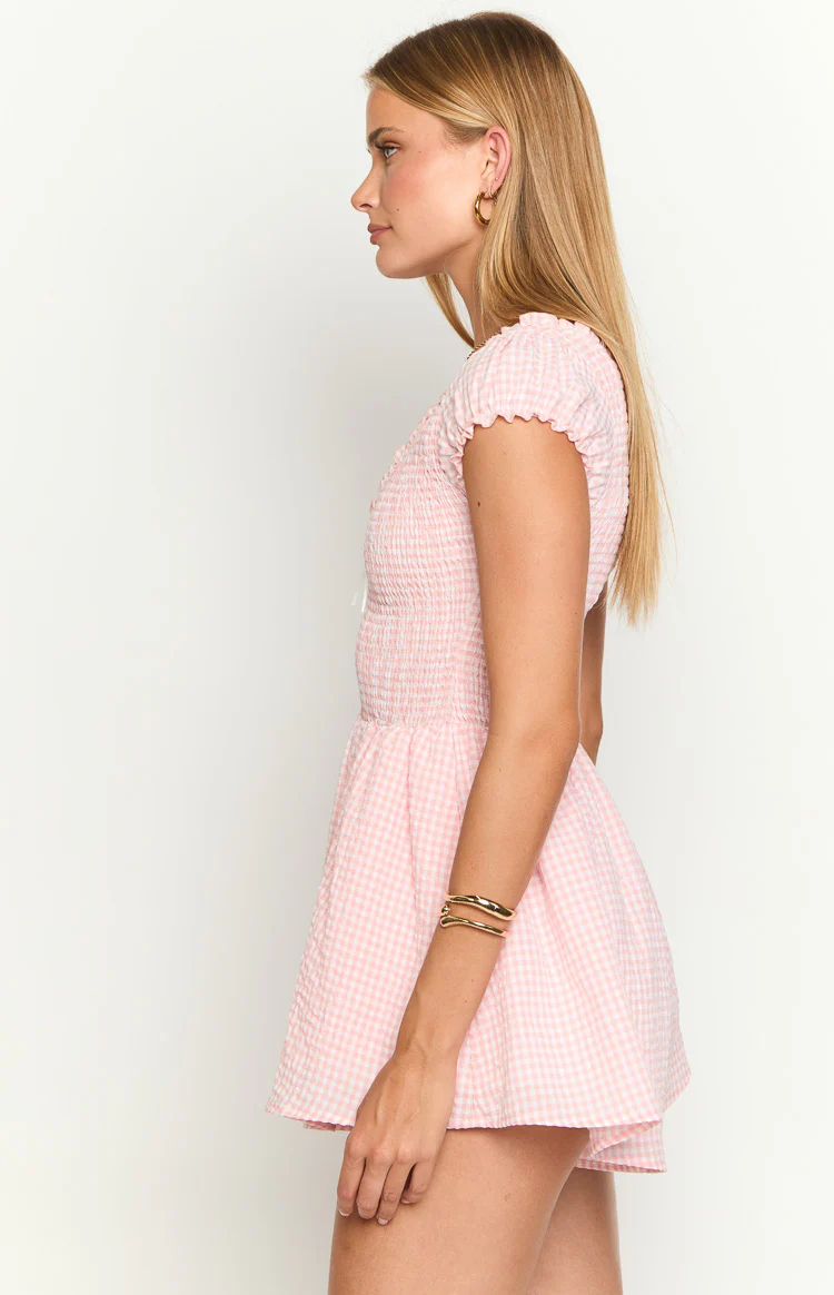 Raldo Pink Gingham Playsuit - Image 4