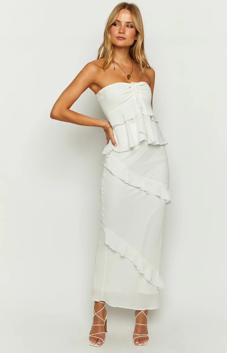 Raleigh White Ruffle Maxi Skirt - Image 7