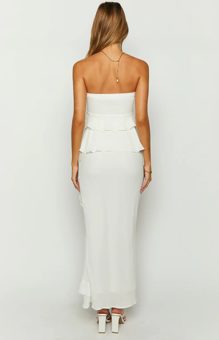 Raleigh White Ruffle Maxi Skirt - Image 9