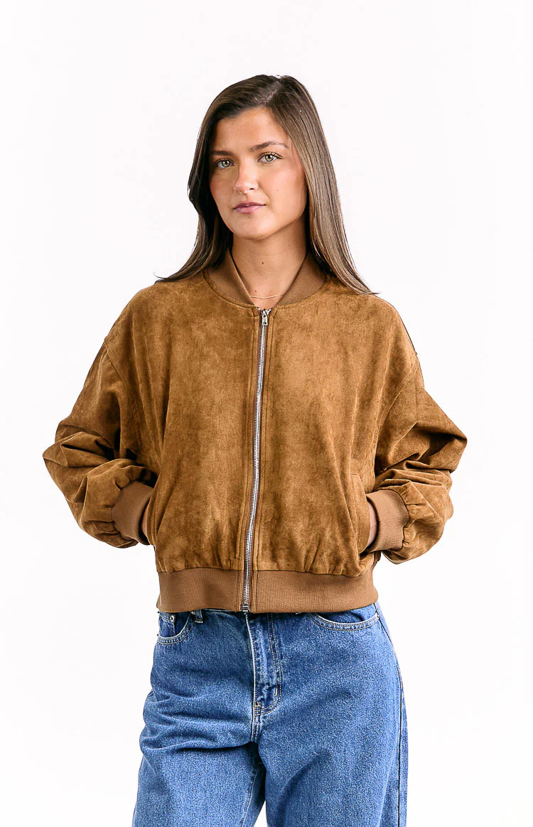 Rebecca Tan Cuffed Suedette Bomber Jacket - Image 2