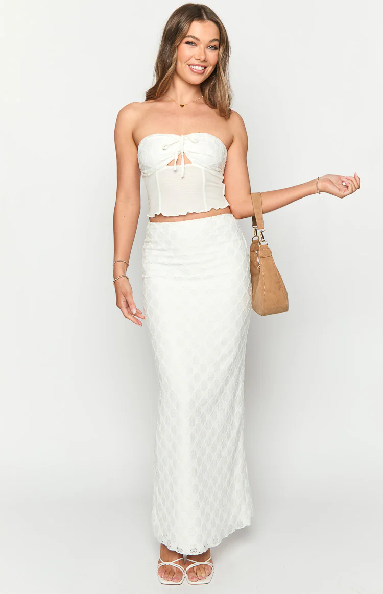 Rilee White Strapless Crop Top - Image 3