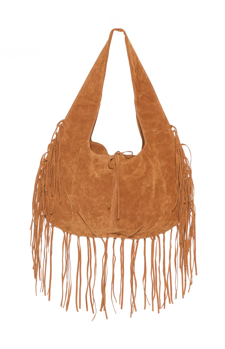 Rosalie Tan Suedette Fringe Shoulder Bag - Image 2
