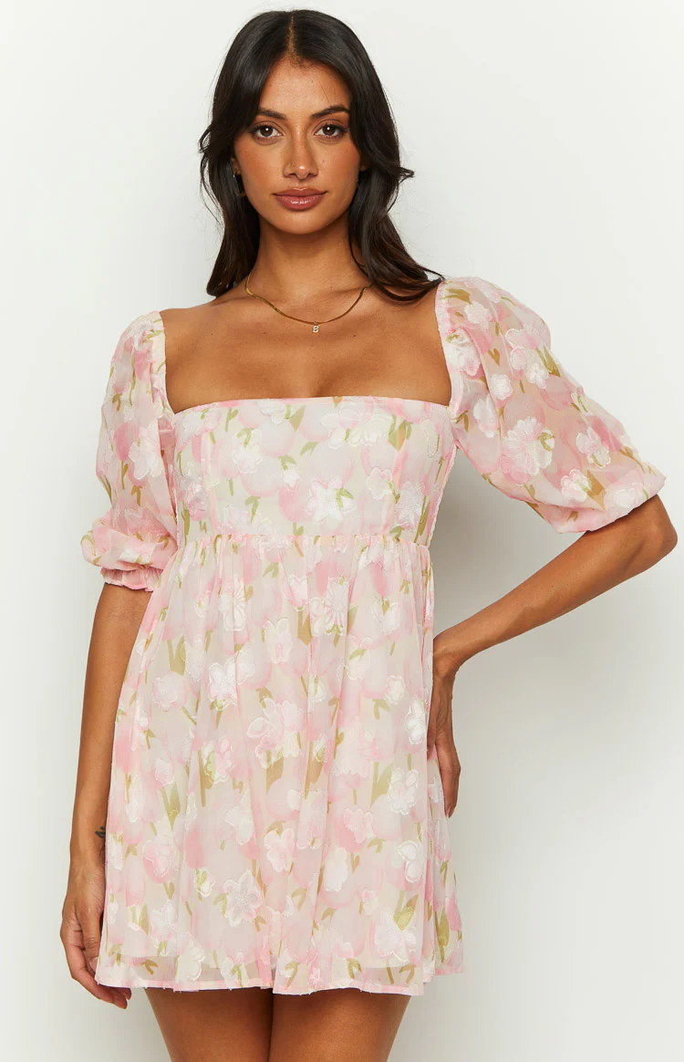 Rubi Pink Floral Babydoll Mini Dress - Image 3