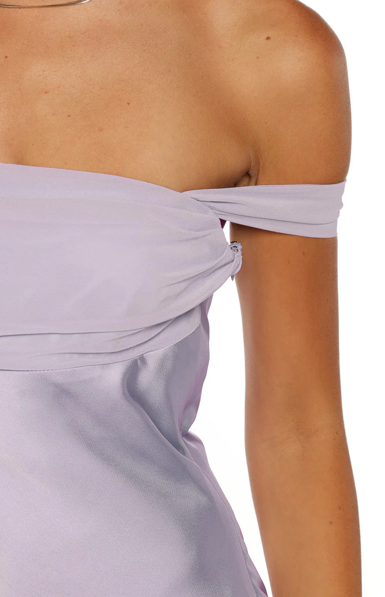 Sandie Lilac Off The Shoulder Mini Dress - Image 6