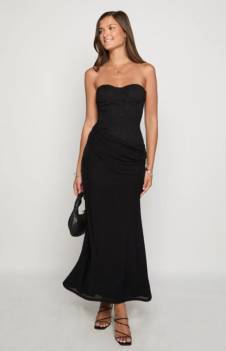 Scotti Black Strapless Corset Maxi Dress - Image 2